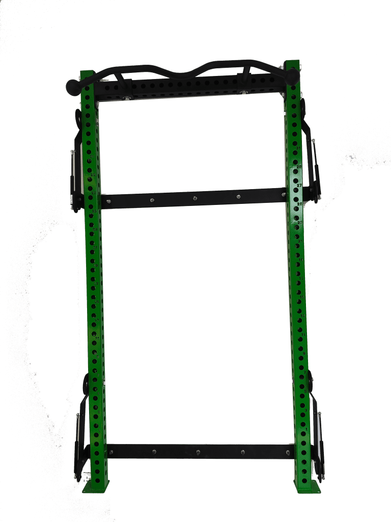 Custom Logo Gym Equipment Wall Mount Folding Squat Power Rack With J-hooks and Spotter Arms