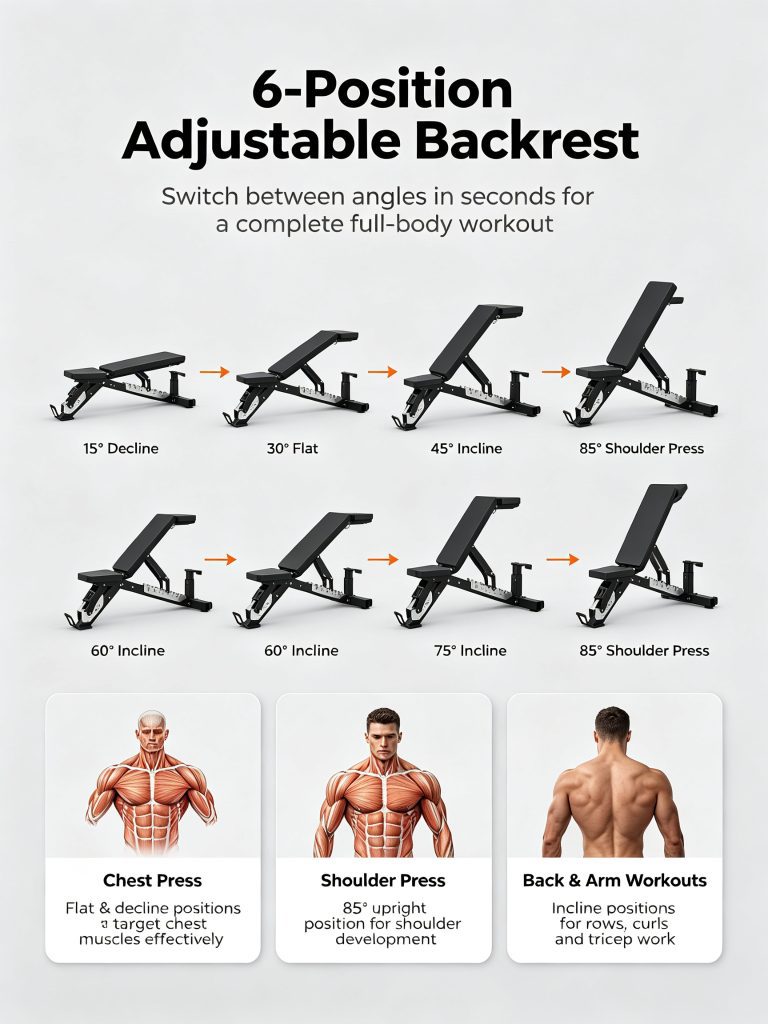 R003 High Quality Factory Adjustable Flat Incline Decline Gym Equipment Multi-Bench for Lifting Weights Workout Folding Feature