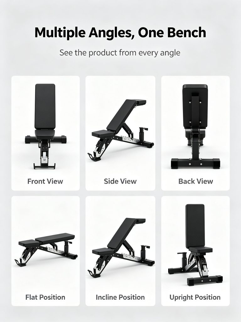 R003 High Quality Factory Adjustable Flat Incline Decline Gym Equipment Multi-Bench for Lifting Weights Workout Folding Feature