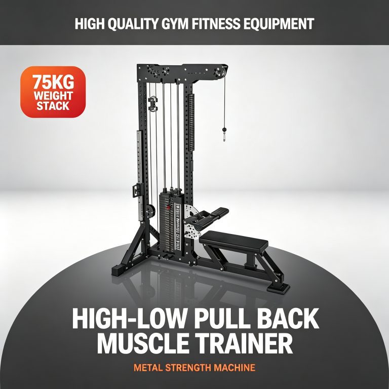 High low pulley machine combining lat pulldown & low row stations in one frame. Commercial-grade steel, dual pulleys, adjustable seat. Factory-direct from Uportfitness.