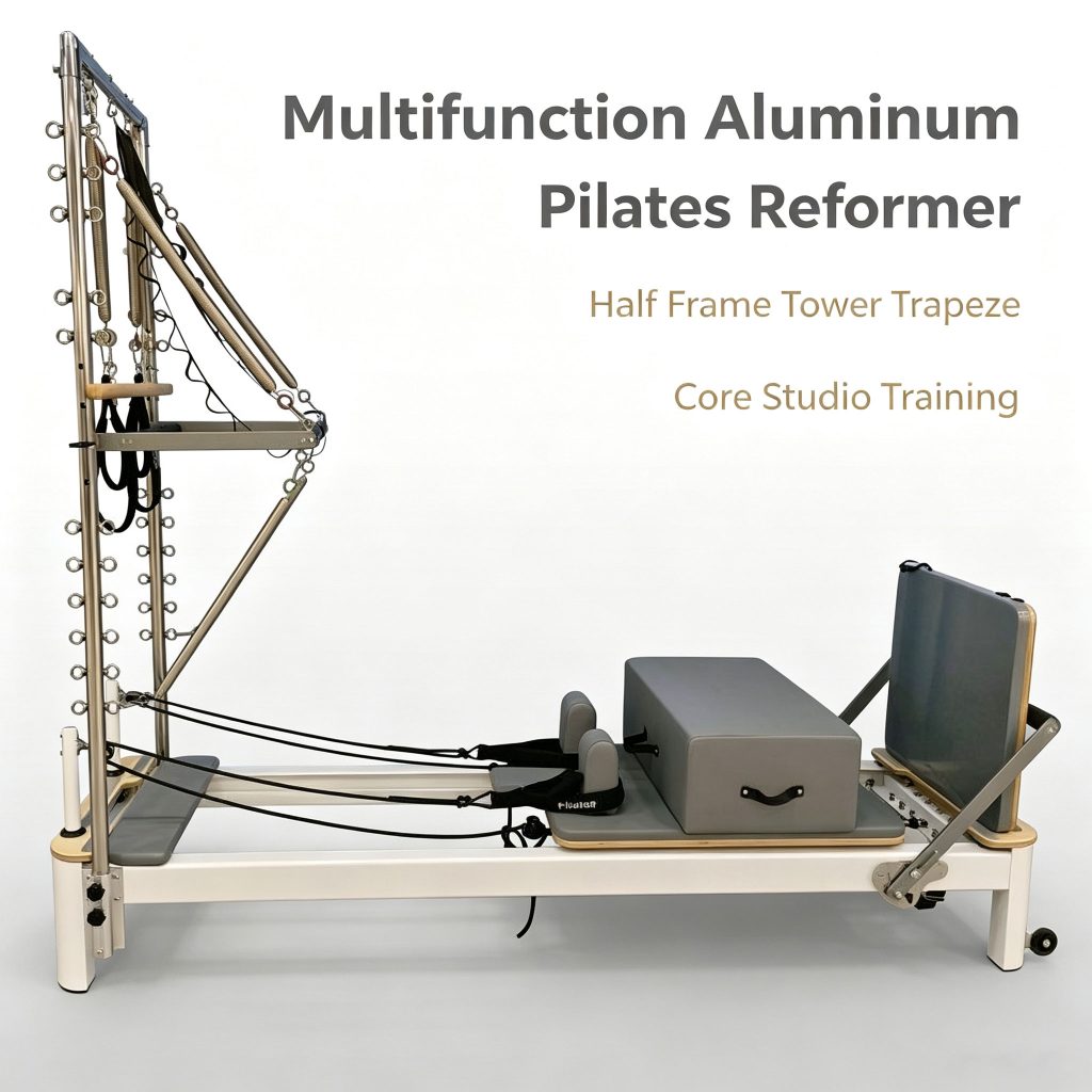 Aluminum Alloy Pilates Cadillac Reformers with Elevated Bed Birch Wood Core Training Machine Equipment Including Pilates Tower