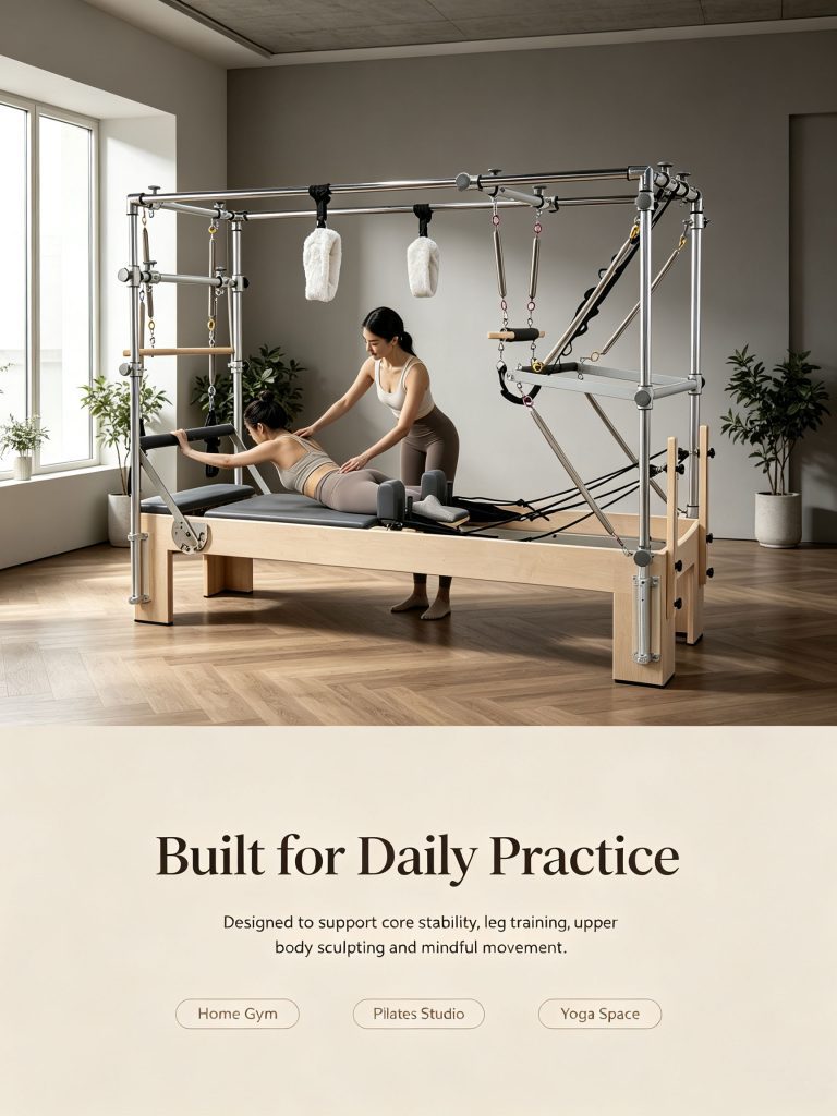Commercial Home Use Pilates Cadillac Equipment Maple Wood Core Bed Pilates Reformer with Box Packing for Fitness Yoga Gym Studio