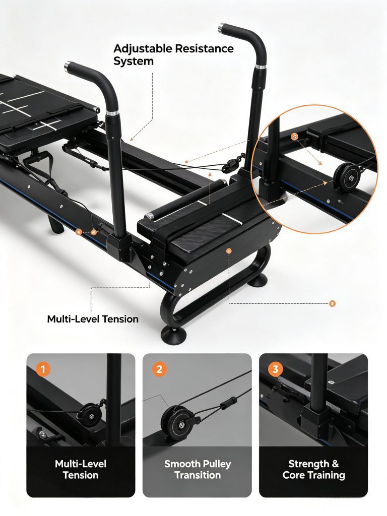 2025 Latest High-End Home Use Megaformer Studio Factory Fitness Yoga Pilates Steel Material Reformer