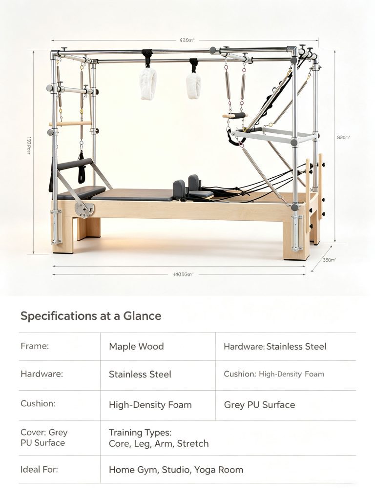 Commercial Home Use Pilates Cadillac Equipment Maple Wood Core Bed Pilates Reformer with Box Packing for Fitness Yoga Gym Studio