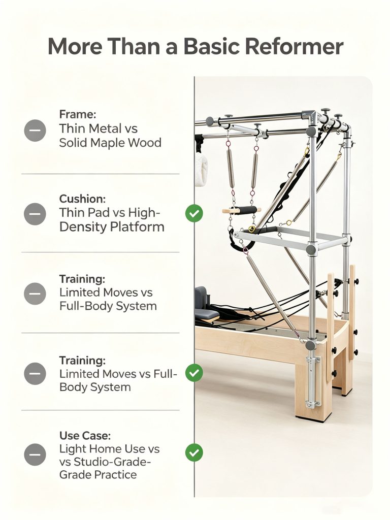 Commercial Home Use Pilates Cadillac Equipment Maple Wood Core Bed Pilates Reformer with Box Packing for Fitness Yoga Gym Studio