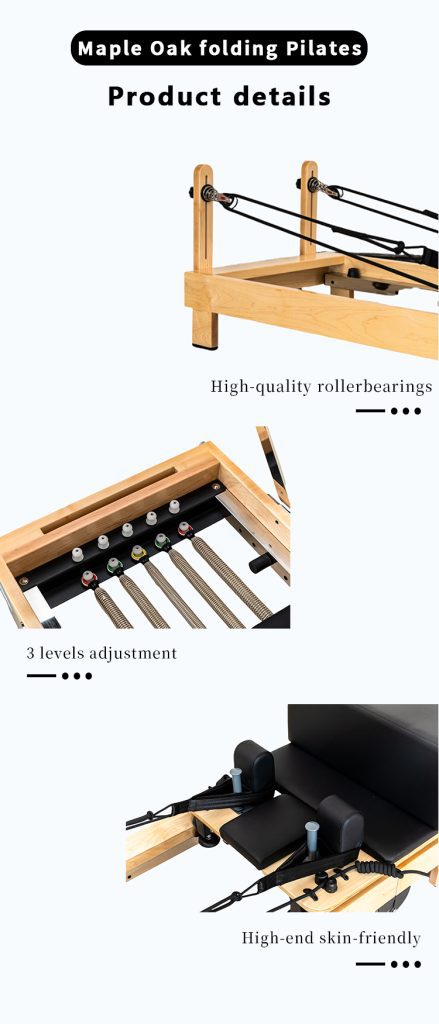 Adult Home Fitness Pilates Reformer Bodybuilding Oak Wood Core Bed Aluminium Material Yoga Exercise Studio Gym Maple Packed Box