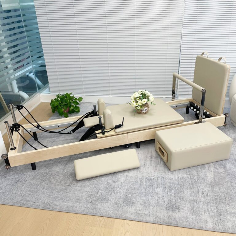 Our foldable Pilates reformer is the ultimate solution for a home fitness studio. Made with high-quality maple wood and a durable PU surface, this portable gym bed offers a professional workout experience that helps you build strength and tone your body with ease.