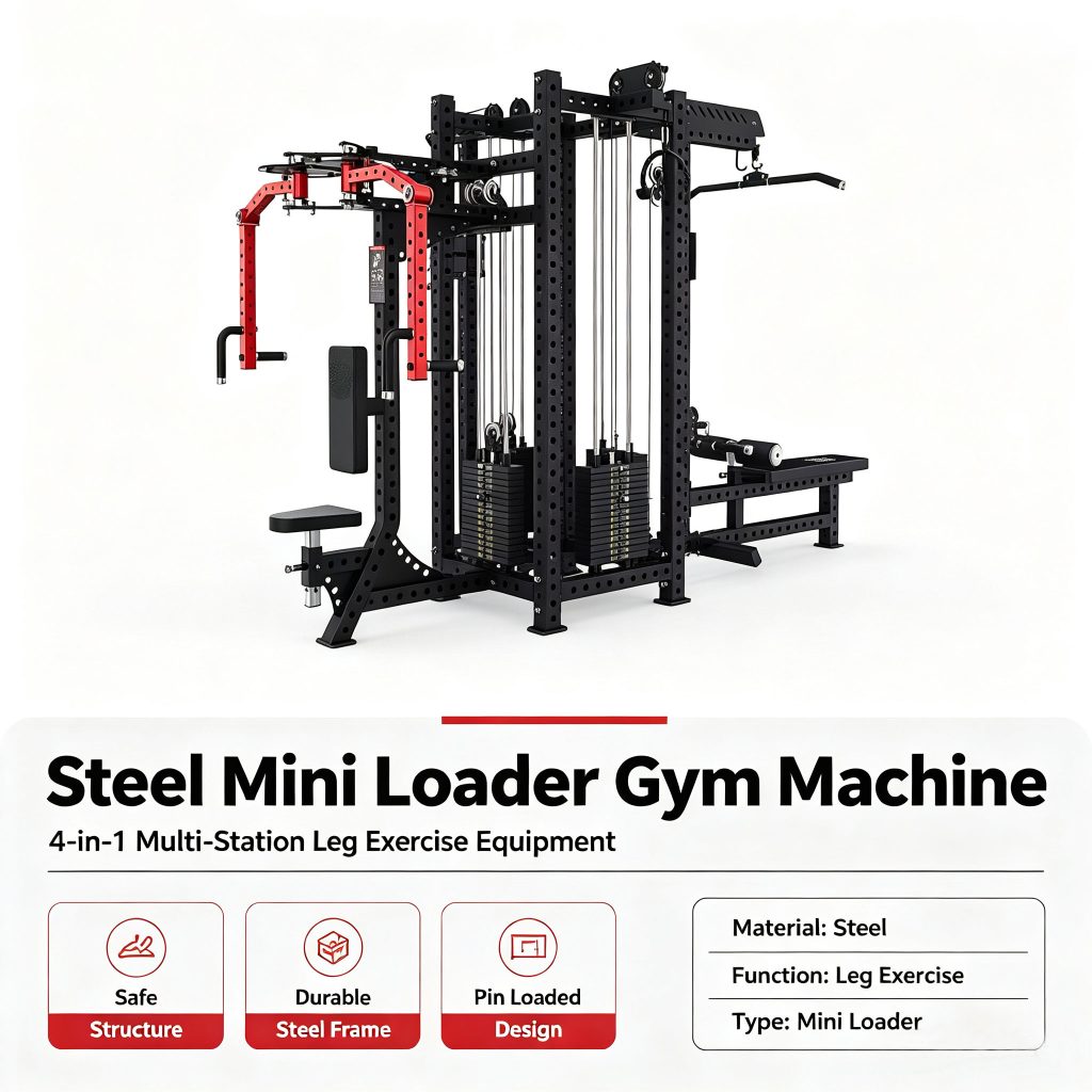 4‑in‑1 Multi‑Station Steel Mini Loader Gym | Pin Loaded Leg Exercise Equipment