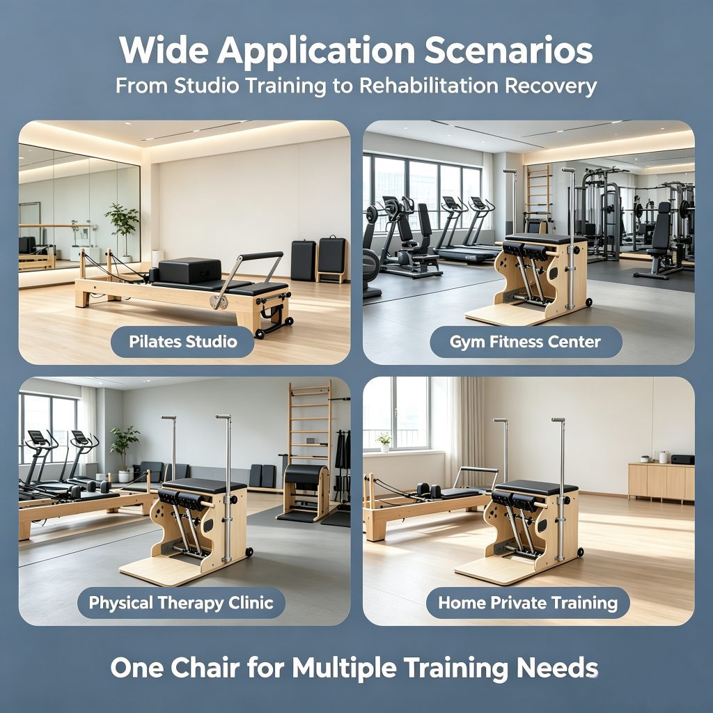 Maple Wood Frame Pilates Studio Chair Adjustable Stable Durable Fitness Rehabilitation Chair For Studio Gym Physical Therapy Workout