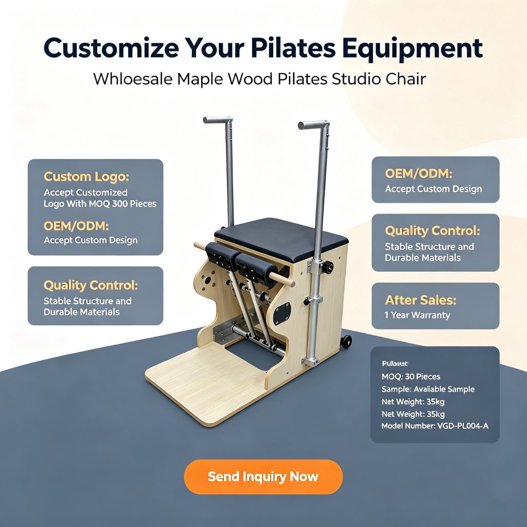 Maple Wood Frame Pilates Studio Chair Adjustable Stable Durable Fitness Rehabilitation Chair For Studio Gym Physical Therapy Workout