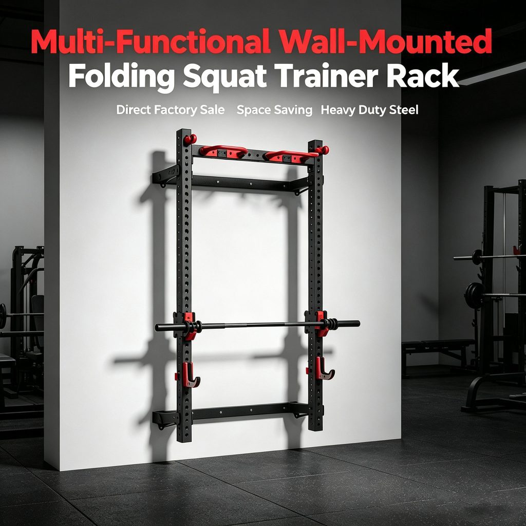 Wall‑Mounted Folding Squat Trainer Rack Direct Factory Sale Multi‑Functional Home Workout Exercise Rack