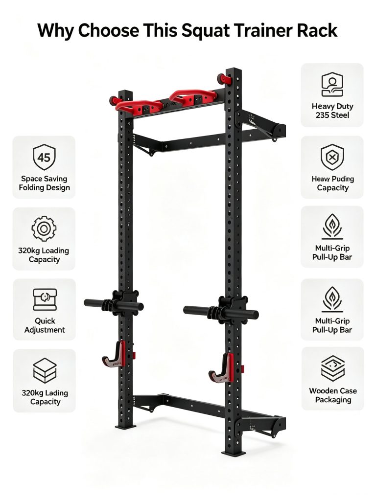 Wall‑Mounted Folding Squat Trainer Rack Direct Factory Sale Multi‑Functional Home Workout Exercise Rack