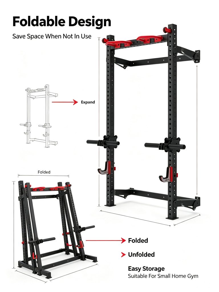 Wall‑Mounted Folding Squat Trainer Rack Direct Factory Sale Multi‑Functional Home Workout Exercise Rack