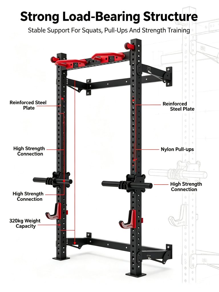 Wall‑Mounted Folding Squat Trainer Rack Direct Factory Sale Multi‑Functional Home Workout Exercise Rack