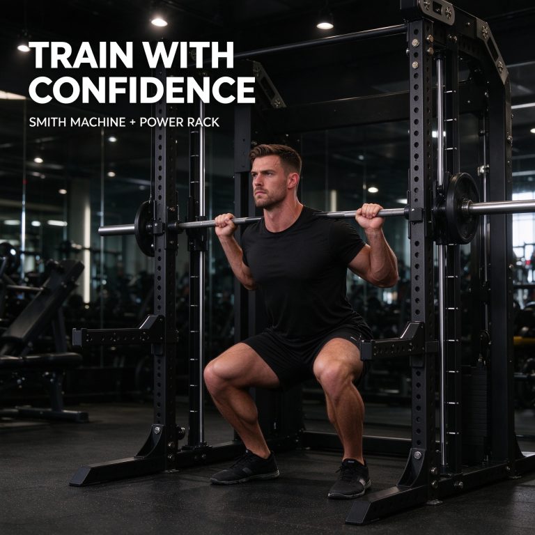 Commercial Smith Machine Power Rack with Weight Stack | Multifunctional Cable Crossover Heavy Duty Metal Gym Strength Equipment