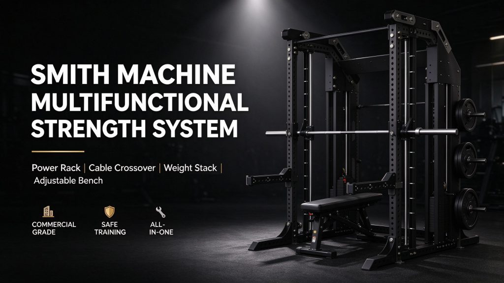 Commercial Smith Machine Power Rack with Weight Stack | Multifunctional Cable Crossover Heavy Duty Metal Gym Strength Equipment
