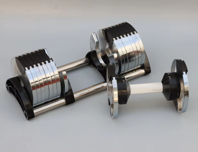 Looking to save space without sacrificing quality? Our adjustable chrome-plated dumbbells are the answer. Perfect for home gym training, these weights are designed for effective weight lifting and fitness. It's time to build a stronger, healthier you. Shop our selection!