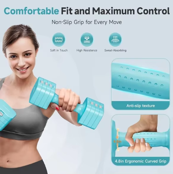 Adjustable Dumbbell Set Quick Adjust Weight Hand Weights for Women Home Gym & Outdoor Exercise