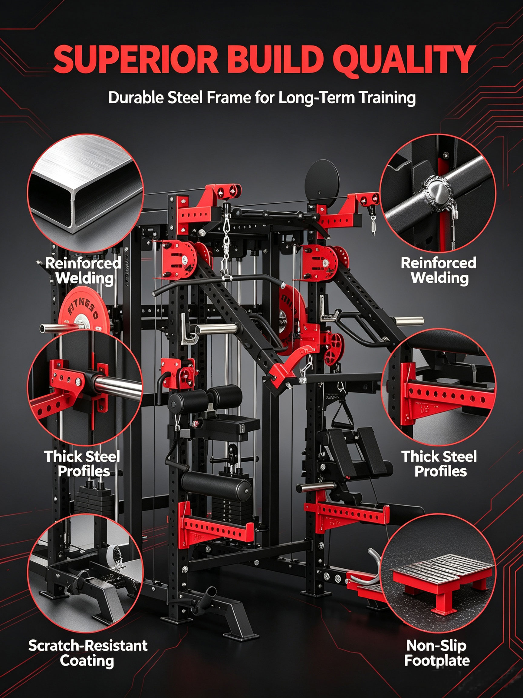 All One Unisex Heavy Duty Power Rack Manufacturers' Multi-Functional Smith Machine Home Gym Commercial Exercise Durable Steel