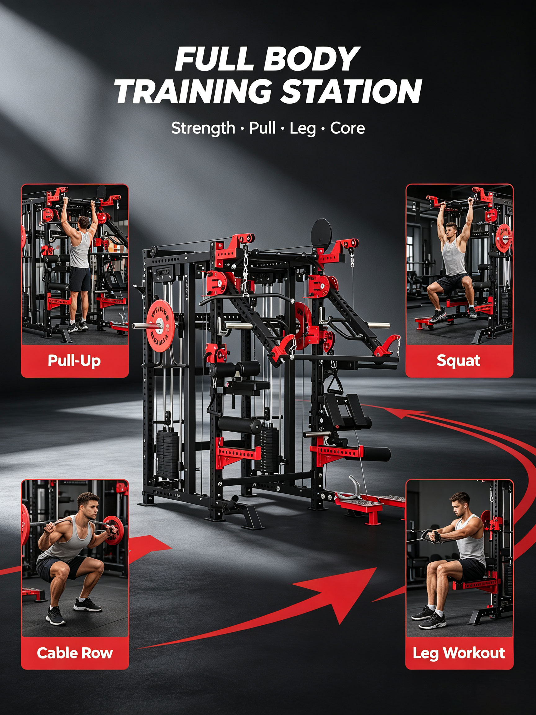 All One Unisex Heavy Duty Power Rack Manufacturers' Multi-Functional Smith Machine Home Gym Commercial Exercise Durable Steel