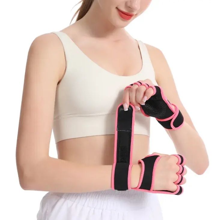 Custom Logo Anti-slip Hand Grip Weightlifting Fitness Safety Palm Support Protector Gloves