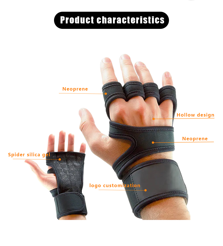 Custom Logo Anti-slip Hand Grip Weightlifting Fitness Safety Palm Support Protector Gloves